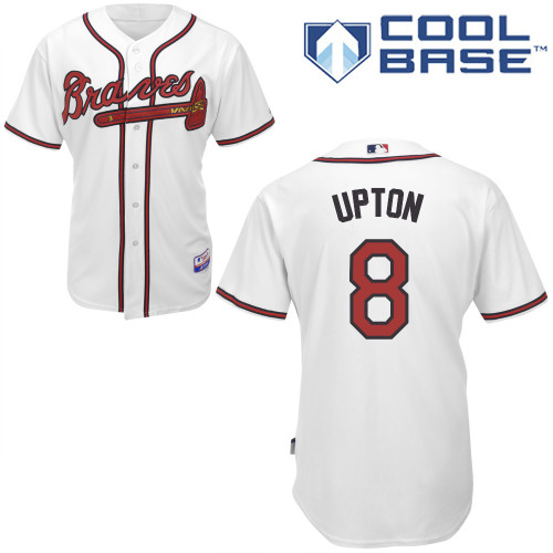 Justin Upton #8 MLB Jersey-Atlanta Braves Men's Authentic Home White Cool Base Baseball Jersey